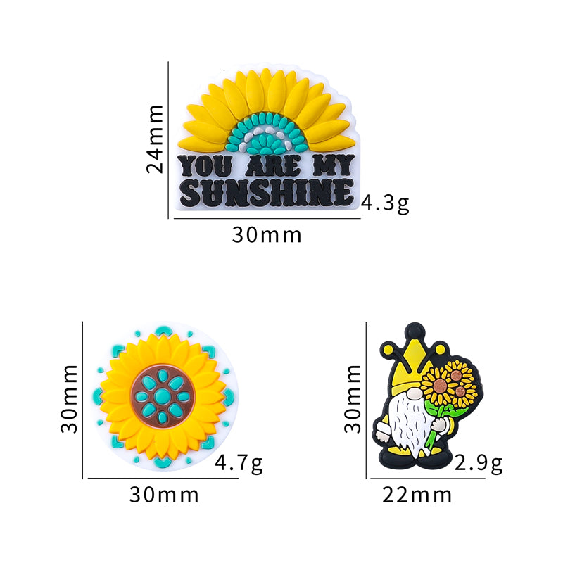 Silicone Focal Beads Daisy You Are My Sunshine Text 20pcs 5