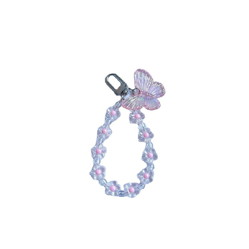Acrylic Flower Laser Butterfly Beaded Keychain Translucent Colorful 5