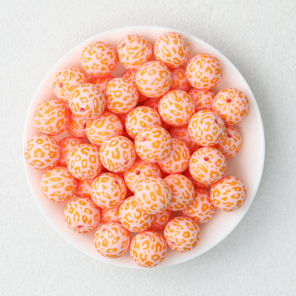 15mm Leopard Pattern Silicone Round Beads 50pcs 12