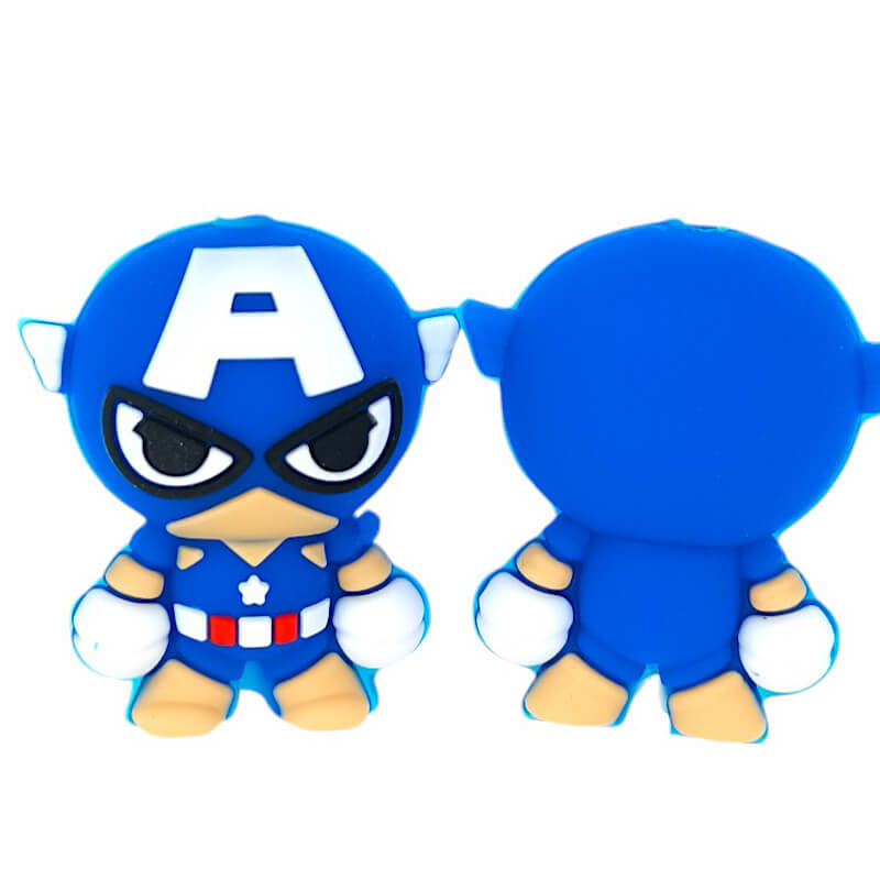 Silicone 3D Focal Beads Marvel Superhero Captain America Side Profile