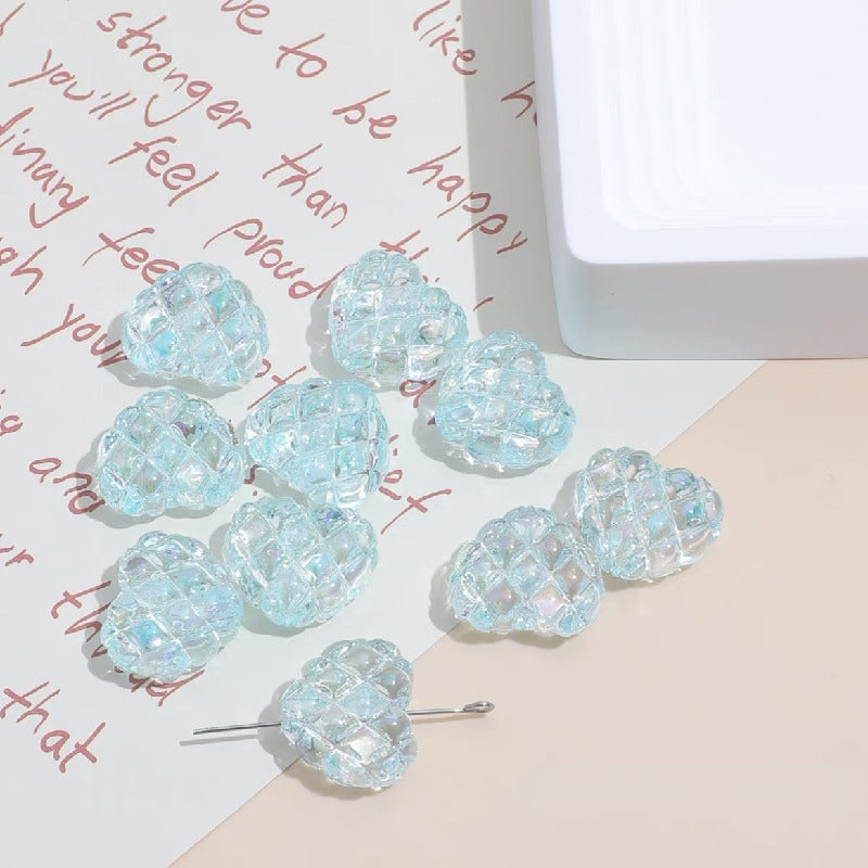 Transparent Heart Acrylic Beads 18x20mm Quilted Pastel 10pcs 8
