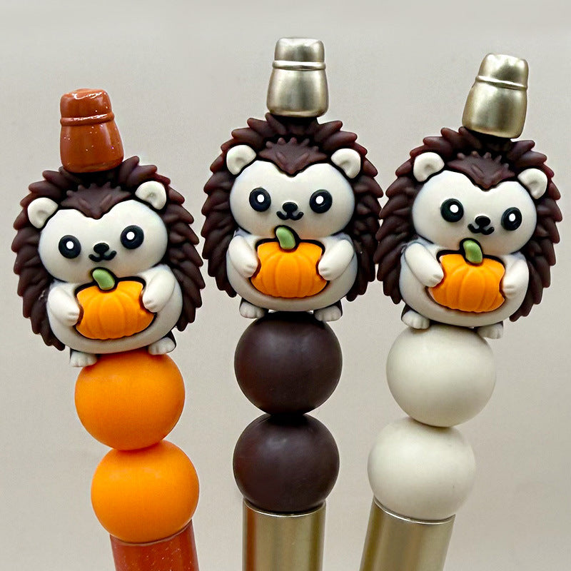Silicone 3D Hedgehog Pumpkin Focal Beads 20 pcs 3