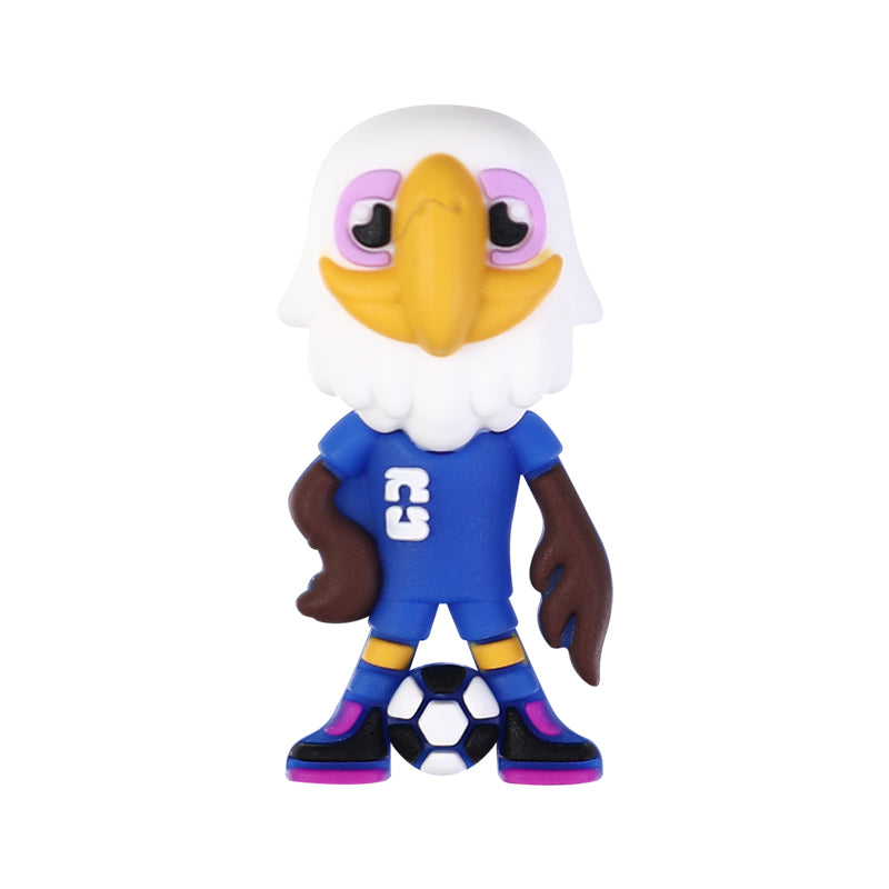 Silicone 3D Focal Beads Mascot White Haired Sea Eagle Kratch Holding Soccer Balls 20pcs 10