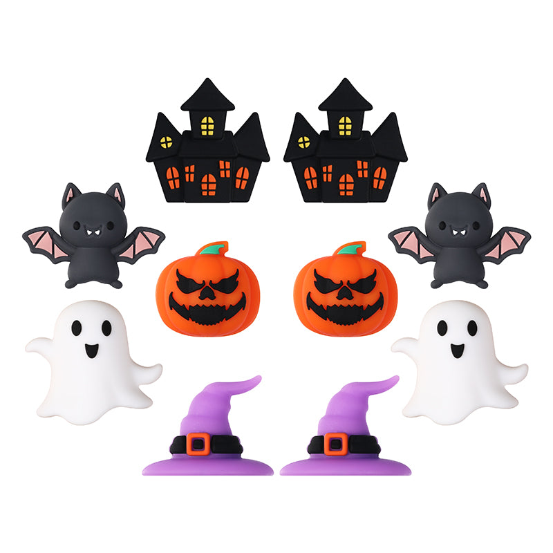 Silicone 3D Focal Beads Halloween Pumpkins Grimace Faces 20pcs