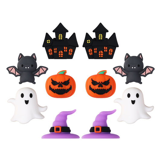 Silicone 3D Focal Beads Halloween Pumpkins Grimace Faces 20pcs