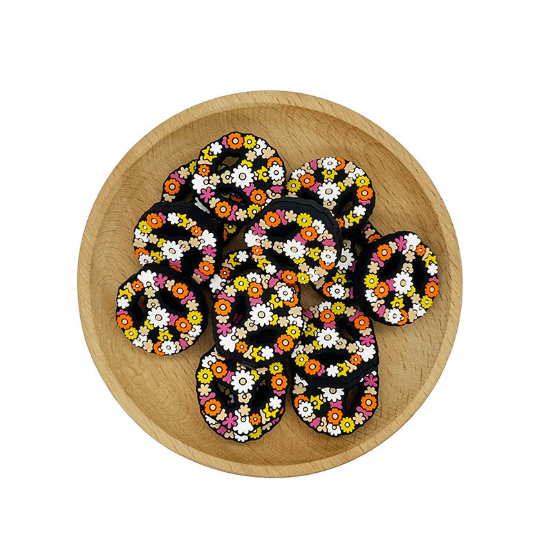Silicone Focal Beads Wreath Vintage Daisies Star Blooms 20pcs 2