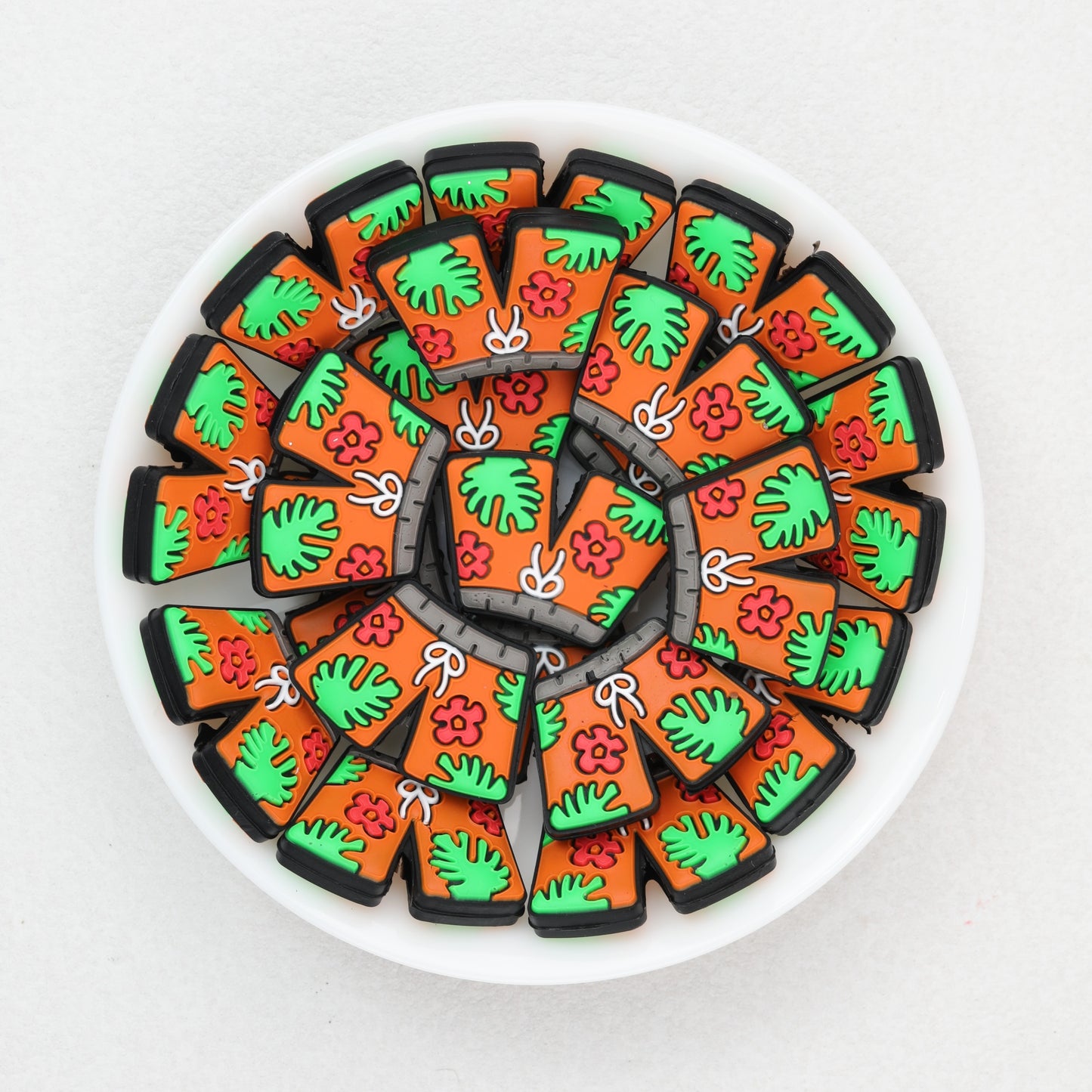 Summer Style Silicone Focal Beads Tropical Shorts Pattern 20pcs 3