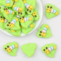 Green Leaf Caterpillar Silicone Focal Beads 20pcs