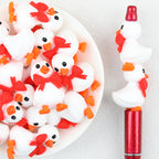  3D Red Tie White Duck Silicone Focal Beads 20Pcs
