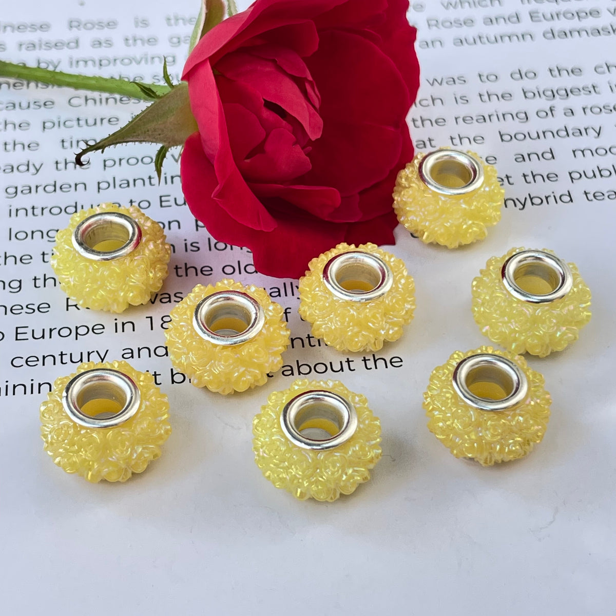 Acrylic Rose Spacer Beads 14mm Large Hole 50pcs 9