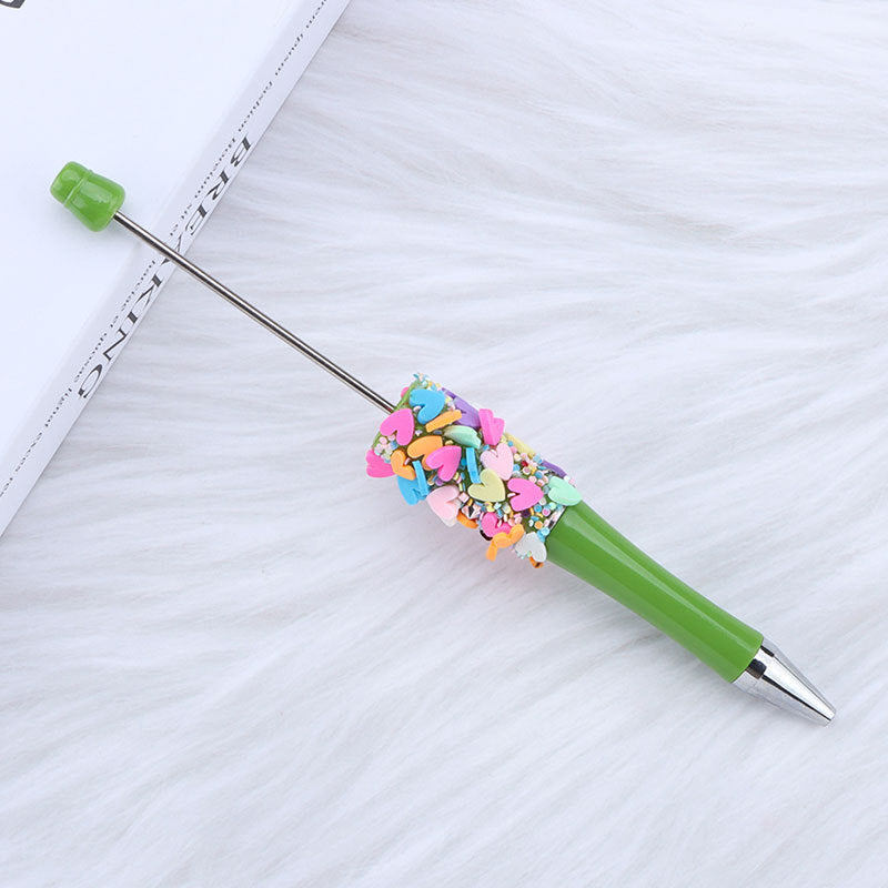 Beadable Pen with Heart Confetti and Rhinestone 12