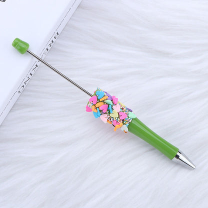 Beadable Pen with Heart Confetti and Rhinestone 12