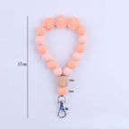 Rose Silicone Bead Wristlet Keychain Floral Charm Pastel Colors 5