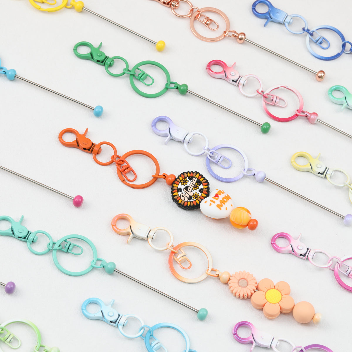 Beadable Gradient Color DIY Metal Keychain