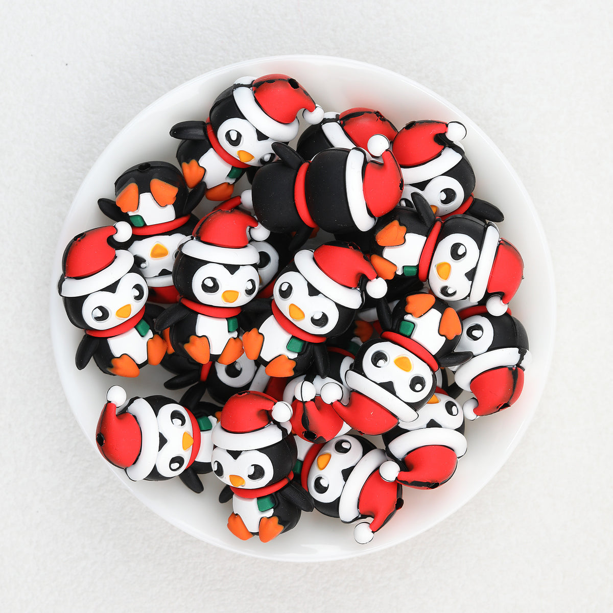 3D Christmas Penguin Silicone Focal Beads
