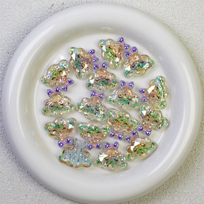 Glitter Bow Cloud Resin Beads 25mm Pastel Sparkle 10pcs 7