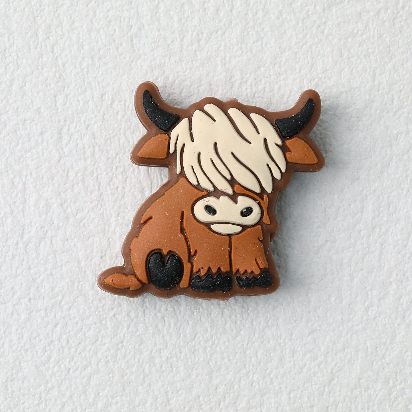 Highland Cow Silicone Focal Beads Colorful 20pcs - Dark Brown