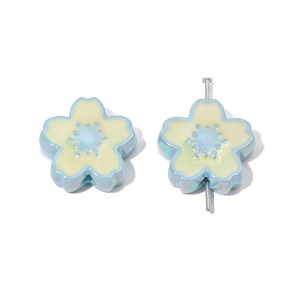 Ombre Sakura Flower Acrylic Beads 20mm Assorted Colors 4pcs 10