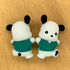 Silicone 3D Focal Beads Pochacco Dog Teal Shirt Floppy Ears
