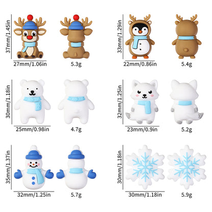3D Winter Animal Silicone Focal Beads 20 Pcs with Reindeer Snowman Penguin 7