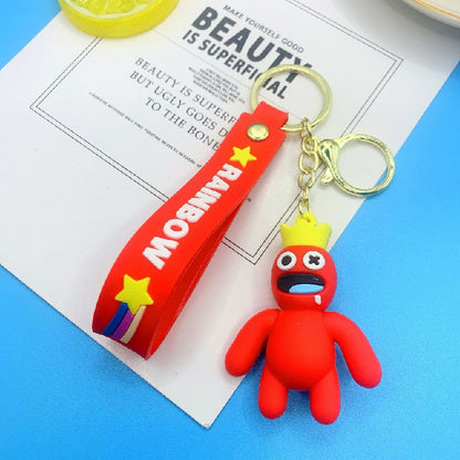 Silicone Rainbow Friends Cartoon Character Keychain with Star Strap 8