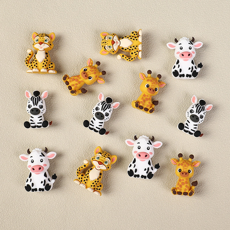 3D Zebra Giraffe Animal Silicone Focal Beads 20 Pcs  3