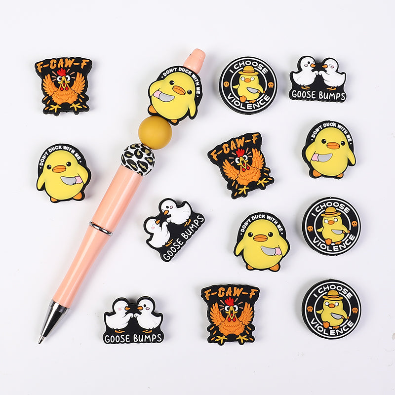 Cute Alphabet Chick Duck Silicone Focal Beads 20pcs 5