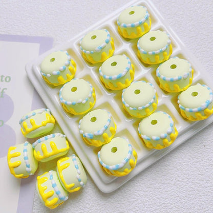 Painted Cake Acrylic Beads 14x20mm Colorful Dripping Icing 10pcs 7