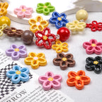 Hollow Dotted Line Sakura Flower Acrylic Beads 25mm 20pcs