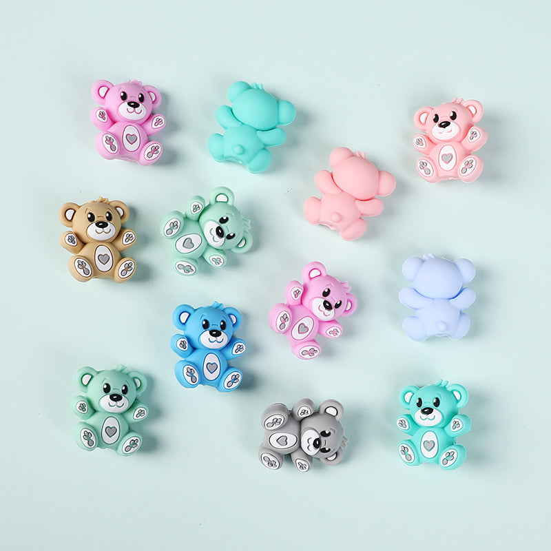 Silicone 3D Focal Beads Hug Bear Outstretched Arms 20pcs 6