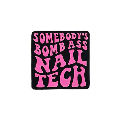 Silicone Focal Beads Nail Tech Square Letter Bold Typography 20pcs 3