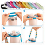 Beadable Silicone Tumbler Chain Holders Flexible Colorful PU Leather 10pcs 5