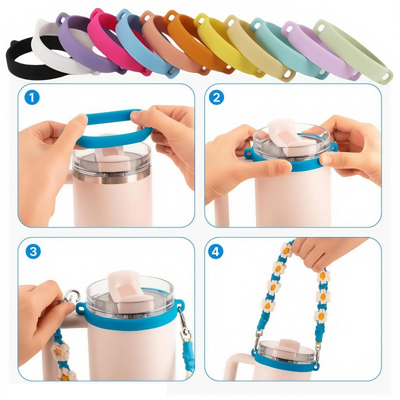 Beadable Silicone Tumbler Chain Holders Flexible Colorful PU Leather 10pcs 5