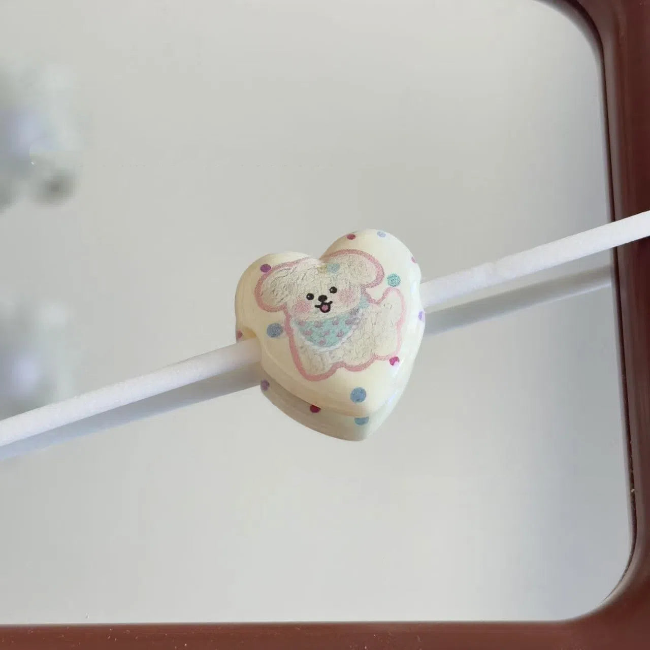 Cartoon Zoo Series Heart Acrylic Beads 25mm Pastel Colors 10pcs 4