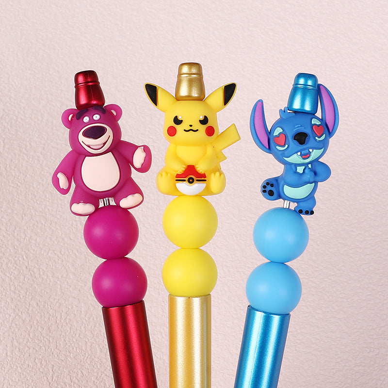 Silicone 3D Focal Beads Pikachu Stitch Purple Bear Text 20pcs 8