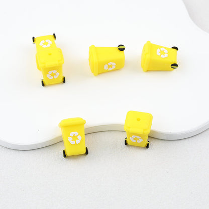 3D Colorful Trash Can Silicone Focal Beads Set 20pcs - Yellow