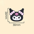 Silicone Focal Beads Kulomi Kitty Black Kitty Face with Pink Skull Bow 10pcs 5