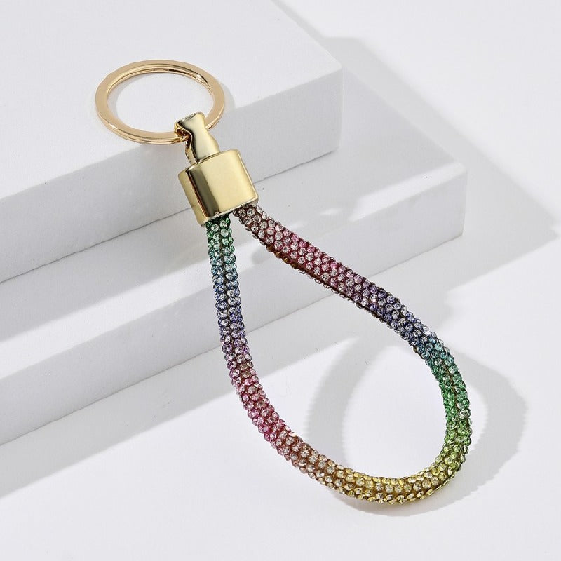 Rhinestone Keychain Metal Rainbow Gradient with Gold Clasp 2