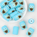Blue 3D Silicone Focal Beads Cartoon Monster Can Design 20pcs