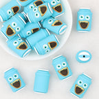 Blue 3D Silicone Focal Beads Cartoon Monster Can Design 20pcs