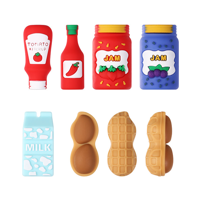 Silicone 3D Focal Beads Jam Bottle Mini Jars Bright Colors 20pcs 10