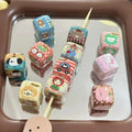 Cartoon Puppy and Bear Pattern Acrylic Square Beads 14mm 10pcs