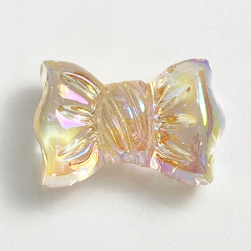 Transparent Bow Knot Acrylic Beads 14x26mm Iridescent 50pcs 11