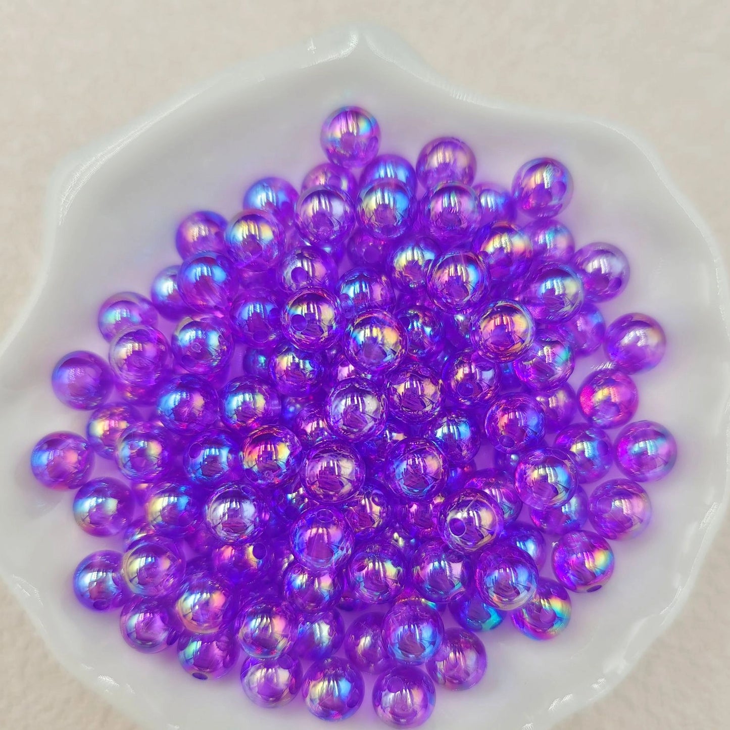 Plating Round Acrylic Beads 12mm Iridescent Transparent 550pcs 12