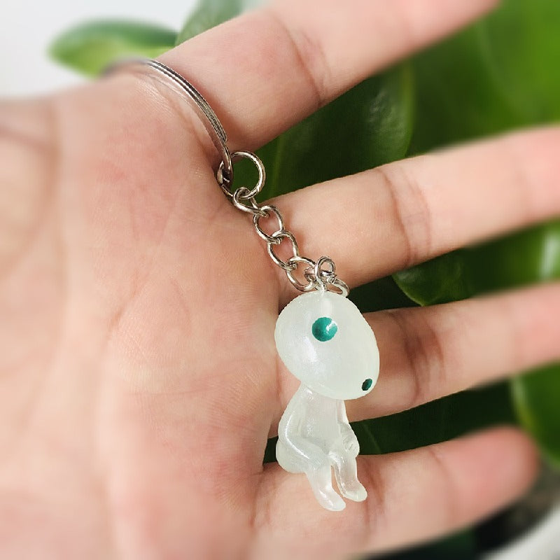 Glow in the Dark Resin Alien Keychain Quirky Green Light 12
