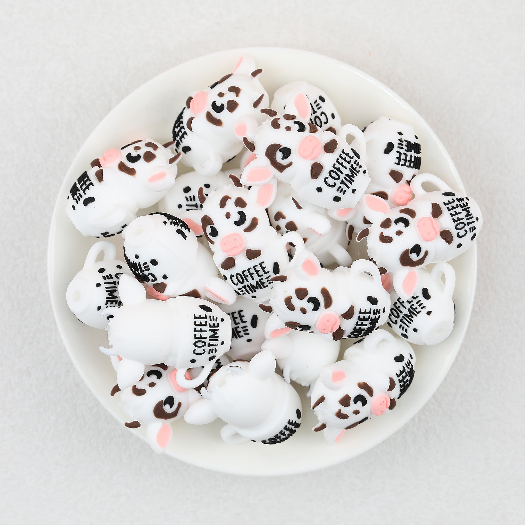 3D Cow Coffee Cup Silicone Focal Beads 20Pcs  2