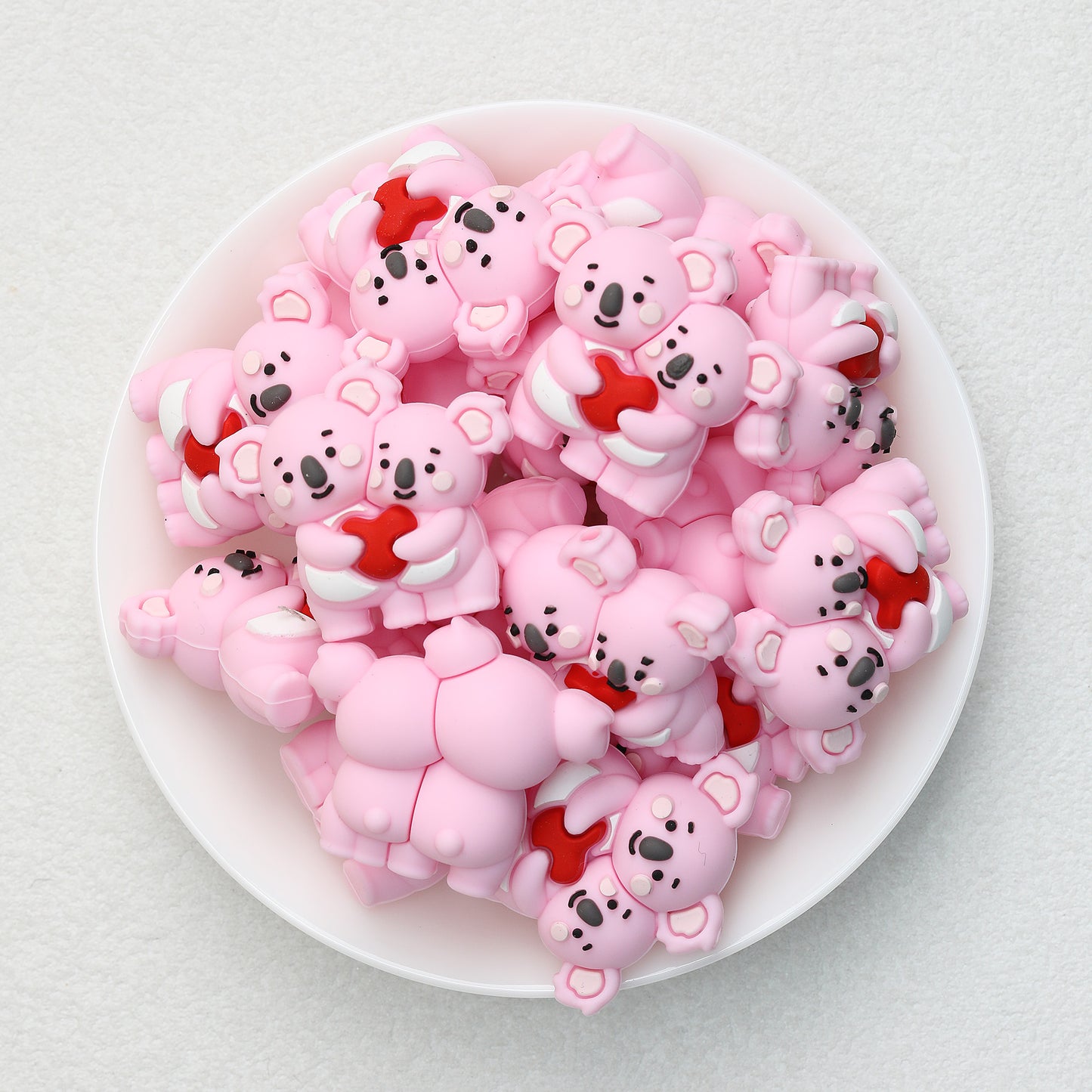 3D Heart Parent Child Koala Silicone Focal Beads 20pcs 5
