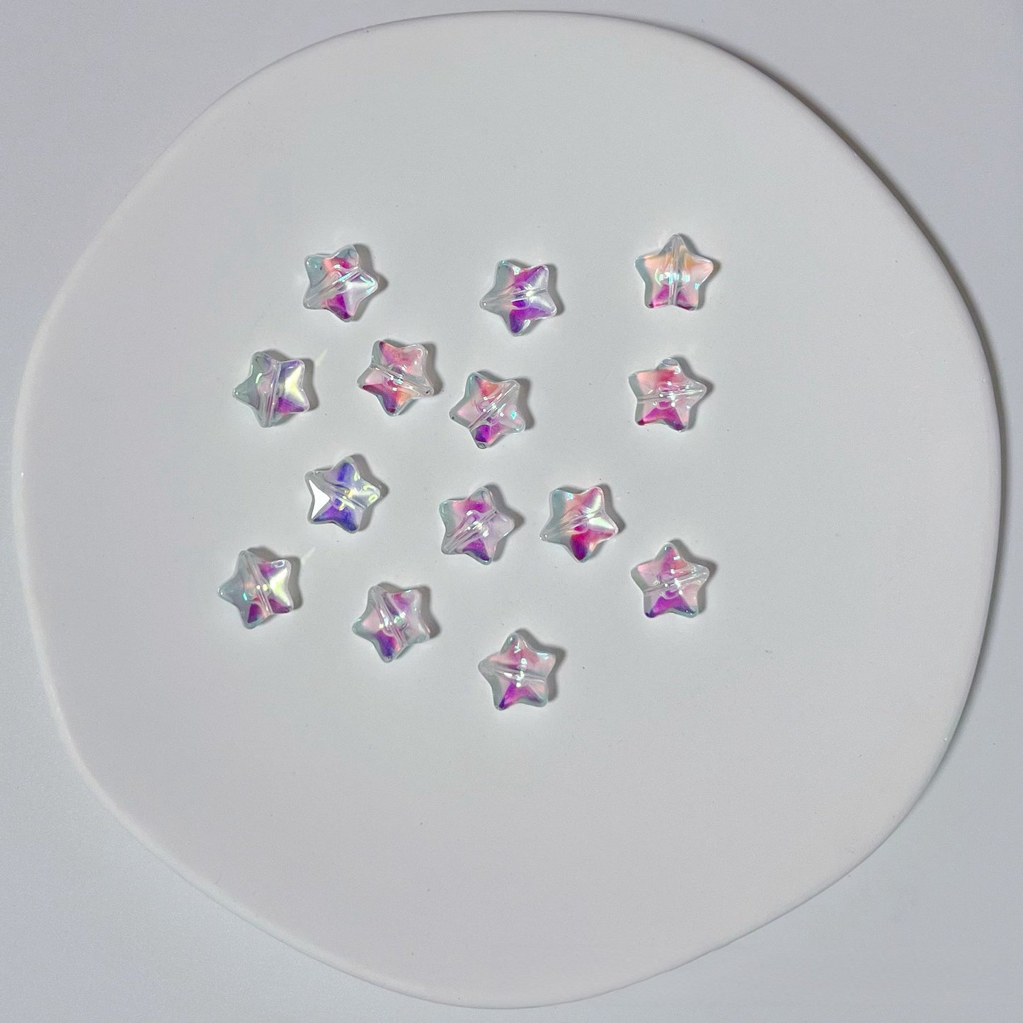 Czech Glass Beads Star 8mm Translucent Pastel Iridescent 50pcs 3