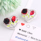 Fancy Heart Shaped Rose Rhinestone Alloy Beads 20mm 3pcs 8
