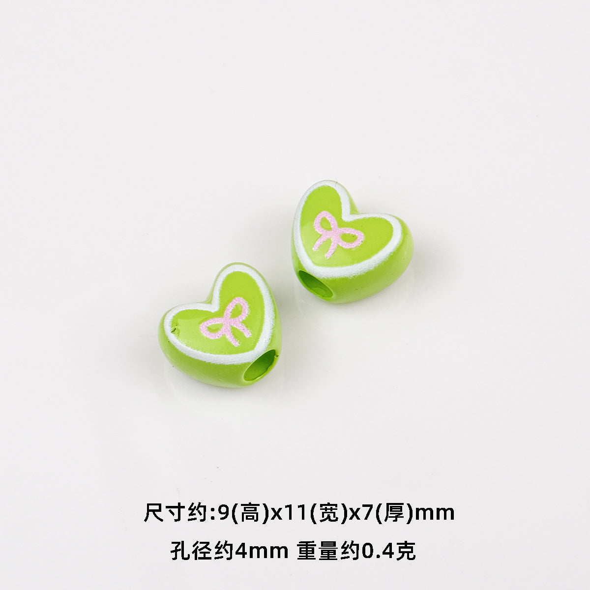 Bowknot Outline Heart Acrylic Beads 11mm 40pcs 13